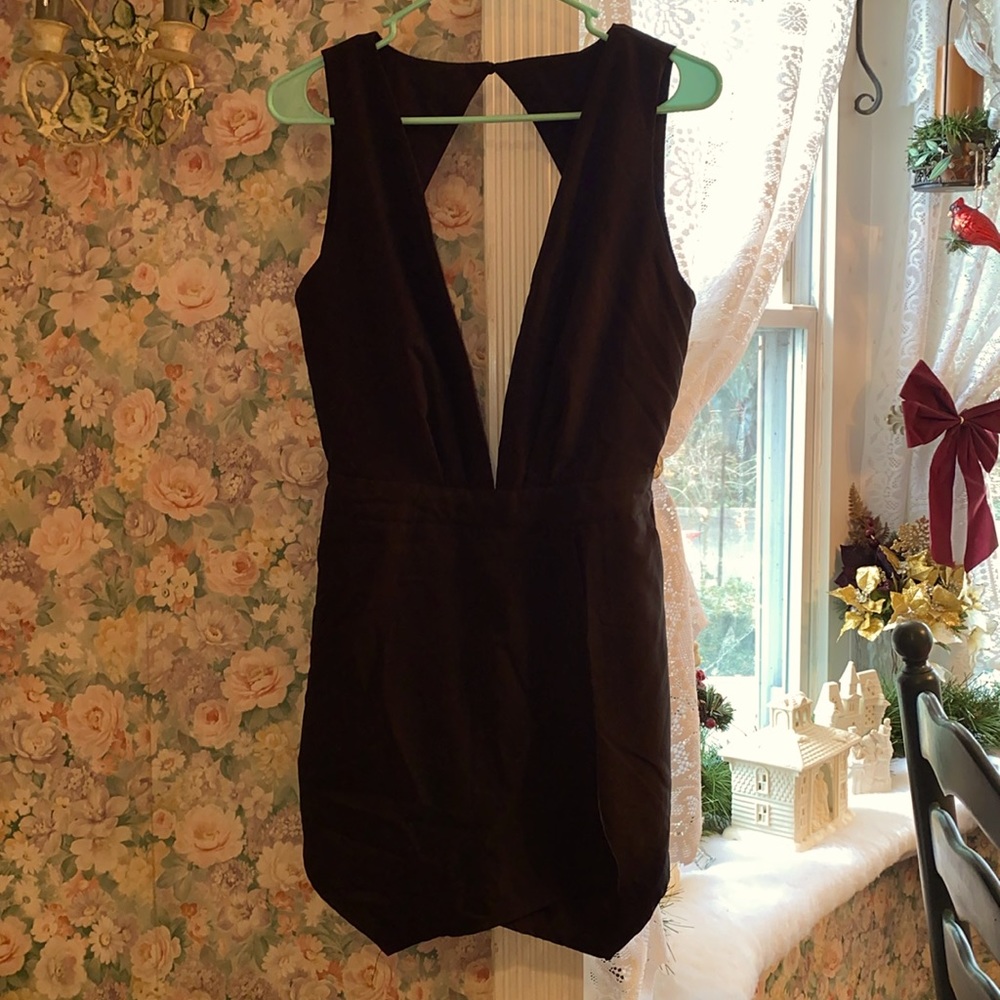Tobi black low cut romper with pockets